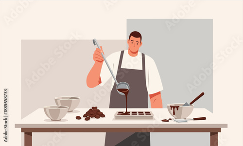 Chocolate Making Flat Illustration
