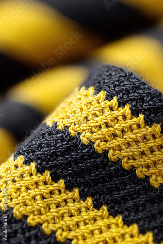 Yellow and black striped fabric texture as background
