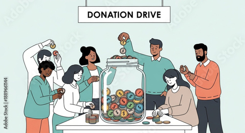 People participating in a donation drive event.