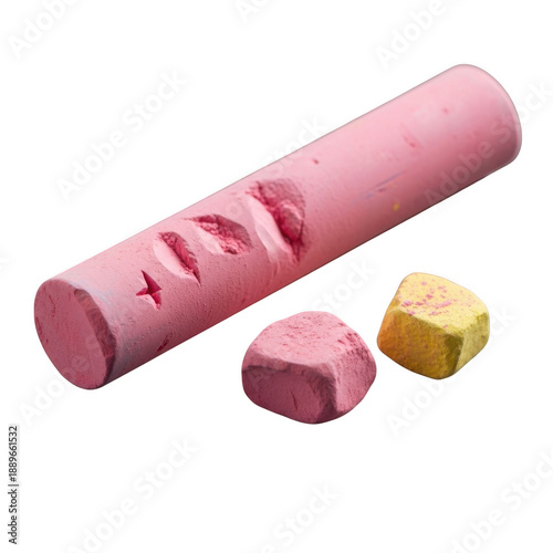 Pink chalk and broken pieces
