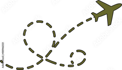 described features a cartoon-style illustration of a green airplane, characterized by its simplicity and playful design