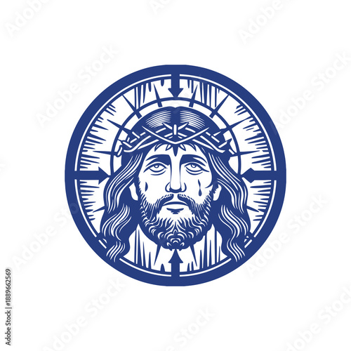 Jesus Christ wearing crown of thorns religious symbol.