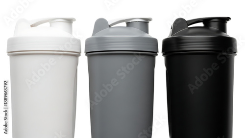 Wallpaper Mural Protein Shakers in White, Grey, and Black Isolated on Black Torontodigital.ca
