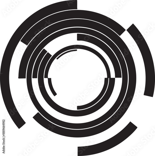 Gráfico circular de ondas concéntricas segmentadas en estilo tecnológico minimalista