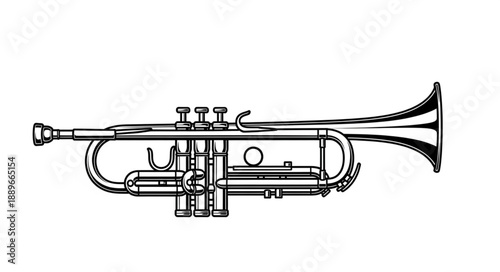 Vintage Trumpet Musical Instrument Illustration.