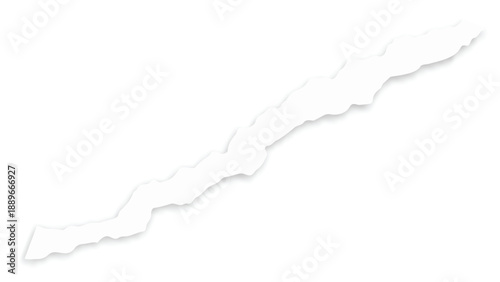 White torn paper edge strip with soft shadow on white background vector illustration