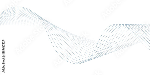 Abstract flowing wave made of thin, blue gradient lines on a white background. Elegant, minimal design perfect for technology, sound waves, data visualization, or modern artistic compositions.	