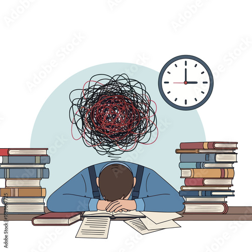 Man Overwhelmed with Work and Time Pressure.