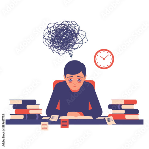 Man Overwhelmed by Work and Time Pressure.