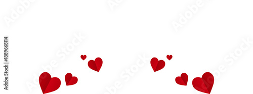 A single red heart on a transparent background. Valentine's Day paper cutout decoration.