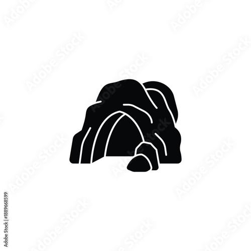 black simple cave icon minimalist silhouette design.