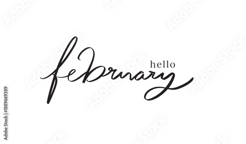 hello february month text font calligraphy hand written lettering script black color object icon hallo february month greeting card winter hello february month cleebration winter happy valentine day 