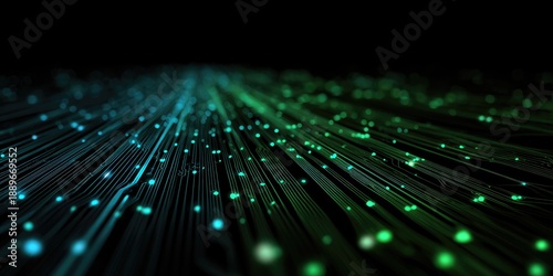 Wallpaper Mural Abstract digital circuit board with glowing blue and green nodes on black background Torontodigital.ca