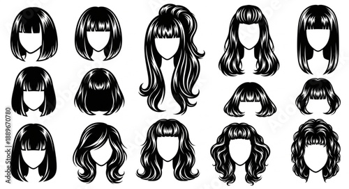 Collection of diverse black hairstyles and haircuts for women.