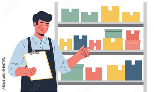 Warehouse Inventory Check Flat Illustration