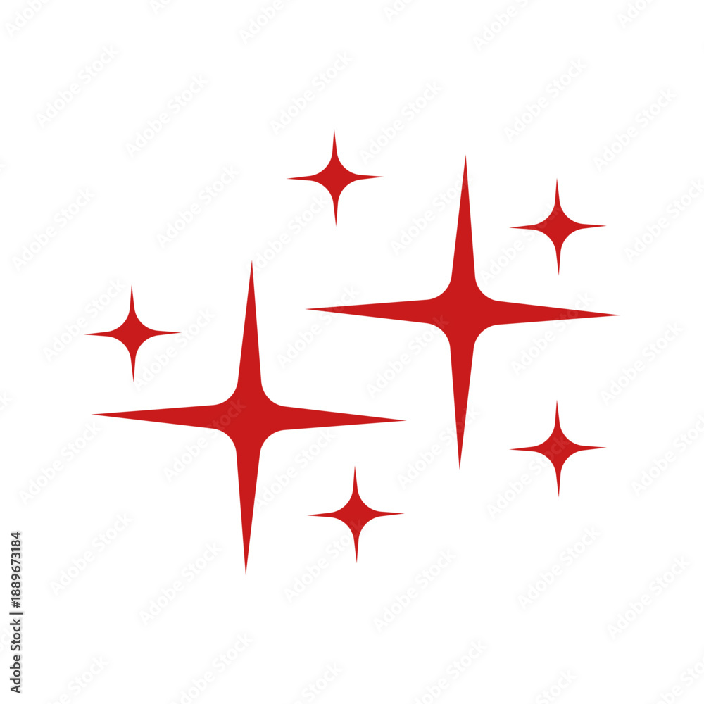 Obraz premium Red Sparkling Star Icons
