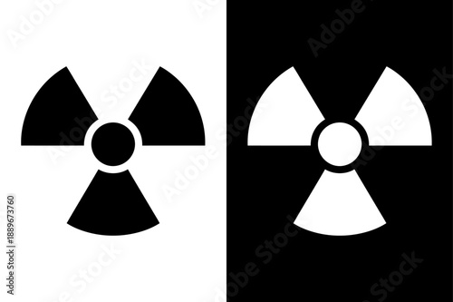 Radioactive Hazard Icon Silhouette. Black and White Nuclear Warning Symbol Vector Illustration