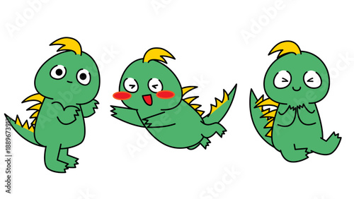 感情と動きで表現するチュパカブラのポーズバリエーションイラスト