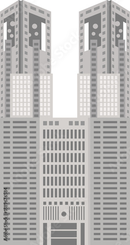 正面から見た東京都庁のイメージイラスト