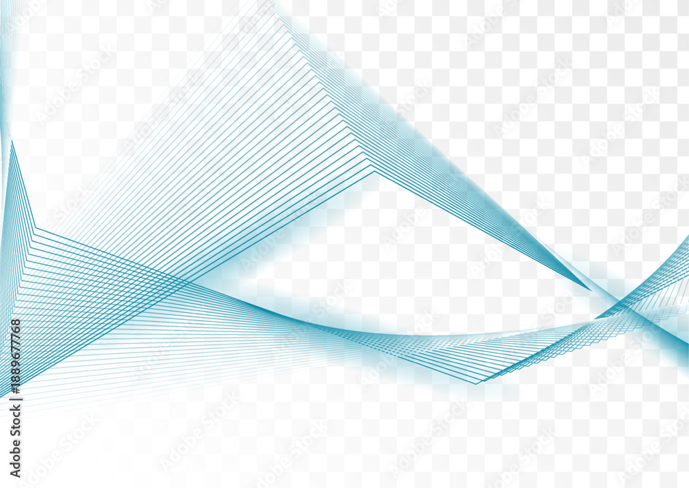 Fototapeta premium Light blue curved minimal lines abstract geometric background on checkered backdrop. Futuristic tech vector design