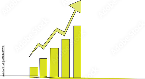 Single line drawing measuring chart growth and increase of chart positive indicators for business. 