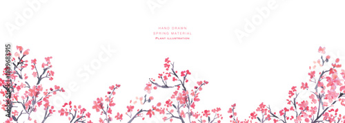 水彩。水彩タッチで描いた日本の桜イラスト。梅の花のベクターイラスト。
Watercolor. Japanese cherry blossom illustration drawn with watercolor touch. Vector illustration of plum blossom.