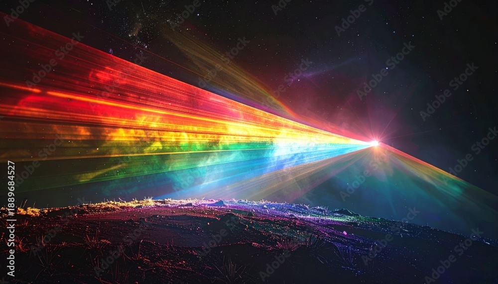 Naklejka premium Bright northern lights dance over a frozen winter landscape as the aurora borealis glows beneath a starry galaxy and night sky