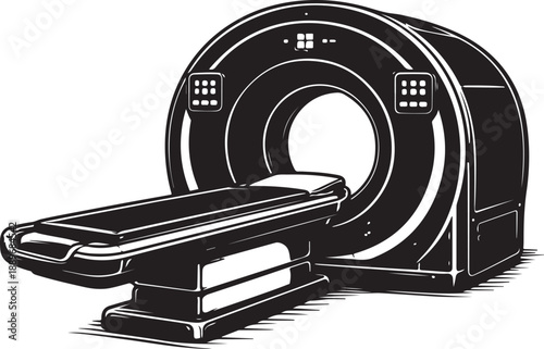 MRI Scanner Machine with Patient Table Illustration