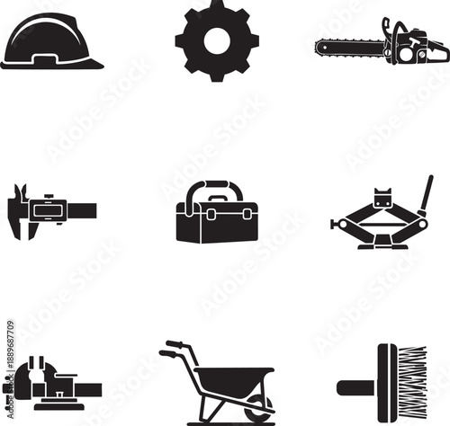 Construction tools icon set Vector, illustration