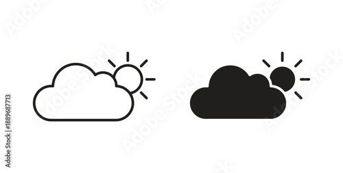 Partially cloudy icon element for design projects