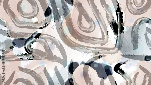 Stripe animal motif. Seamless pattern line and crackle textures. Modern summer geometric shapes on abstract brush. Contrast graphic vector background. Watercolor blobs and daubs, ink and stains.