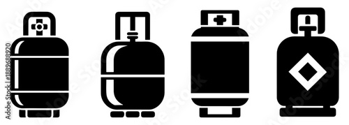gas cylinder lpg vector icon set