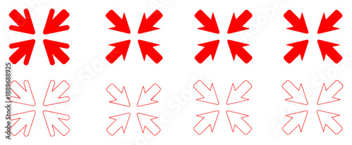 inward direction arrows icon set