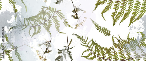 Wallpaper Mural Magical forest, petal flower. Spring leaves, flowers. Floral seamless pattern. Soft watercolor background. Vector illustration. Vintage Template for textile, wallpaper. Torontodigital.ca