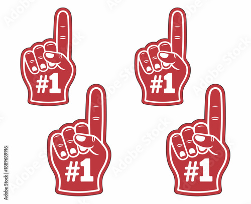 Fan foam hands number one set, featuring sports finger glove icons for cheering, team support, and championship events.