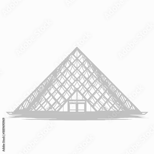 Louvre Museum Outline Vector Illustration Minimal Monochrome Line Art