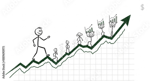 Stick Figure Climbing Upward Growth Chart.