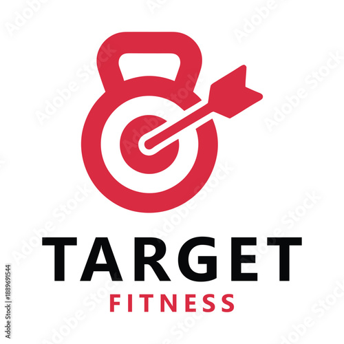 Red kettlebell hitting target for fitness and exercise motivation concept icon