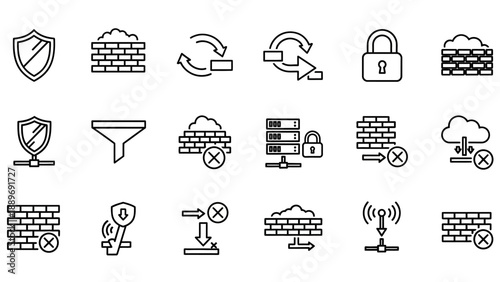 Cloud Computing Security Icons Set.
