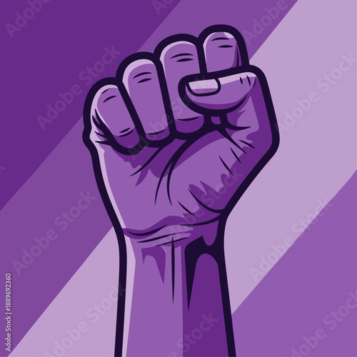 A raised fist symbolizing solidarity and protest, representing culture and social issues in a graphic illustration