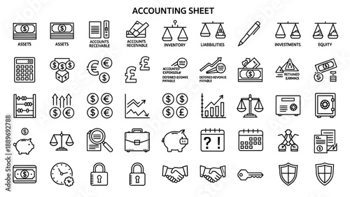 Collection of Accounting Icons and Symbols.