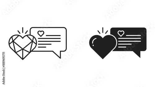 Heart icon in chat bubble illustration