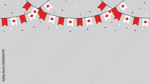 Seamless Canada Flag Party Bunting Border Background – Flat Design Illustration