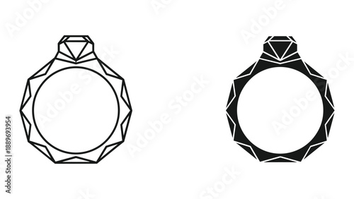 Diamond ring illustration in black and white
