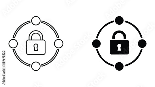 Secure network connection with padlock icon