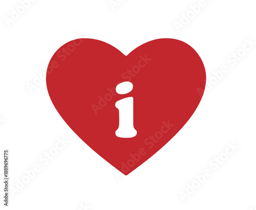 red heart, me, icon on white background, isolate,