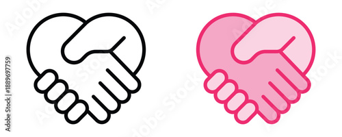 Partnership and Compassion Iconic Handshake Forming a Heart Symbolizing Connection