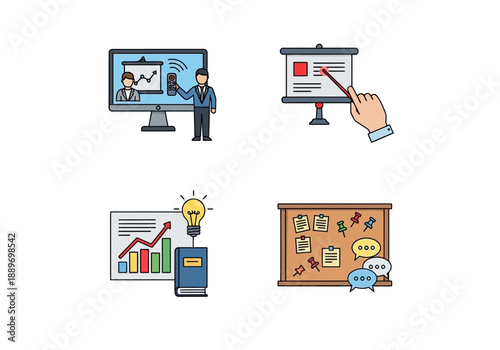 A professional presentation is being given with visual aids and data analysis displayed on screens and a projector