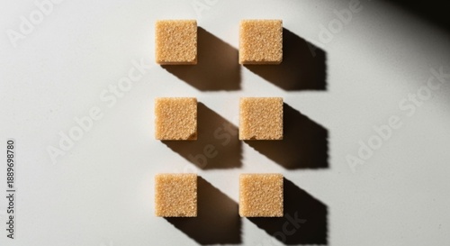 Wallpaper Mural Six Brown Sugar Cubes Arranged in Rows with Dramatic Shadows Torontodigital.ca