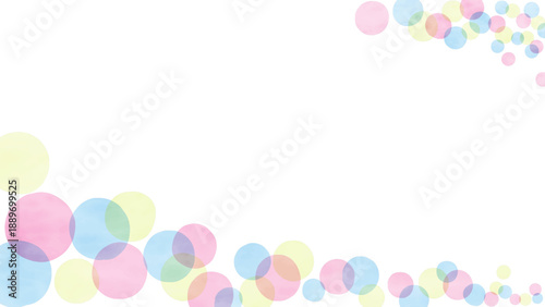 水彩風　春色の水玉フレーム　背景イラスト